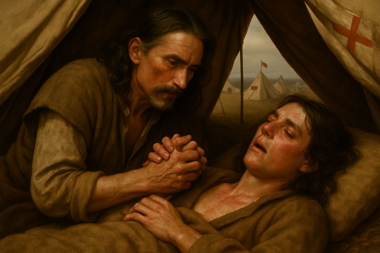 Earl of Southampton and Son in English Military Camp