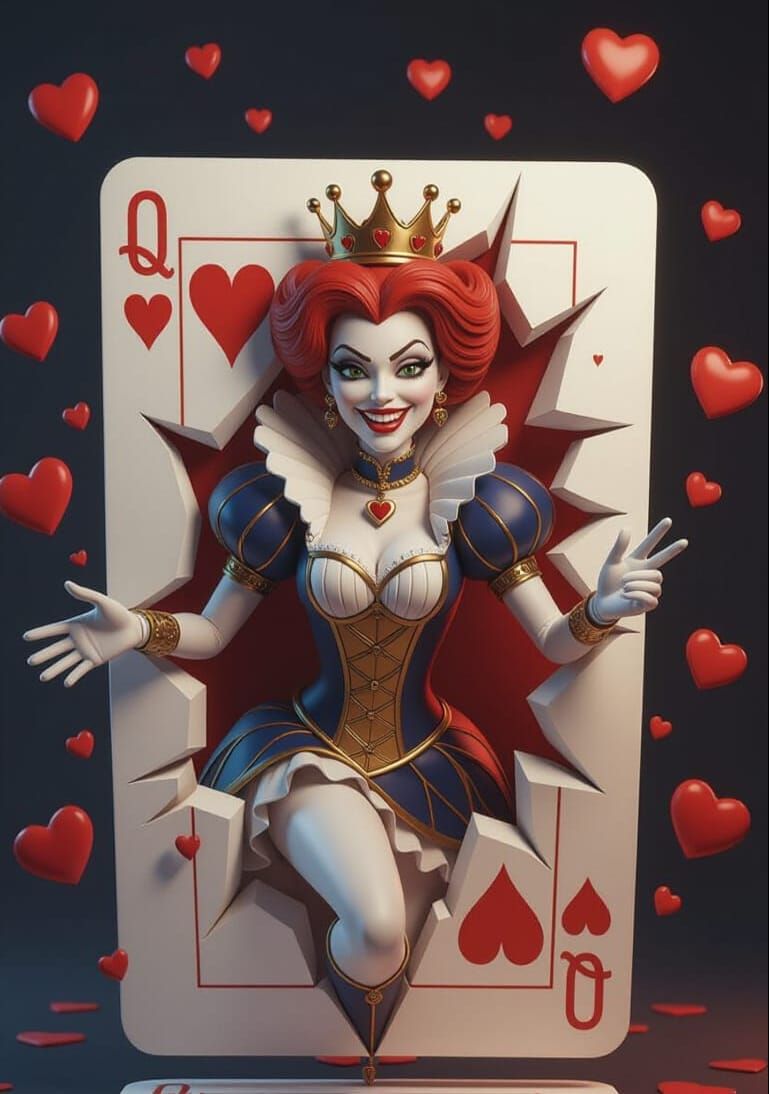 Queen of Hearts Character Emerges from Playing Card