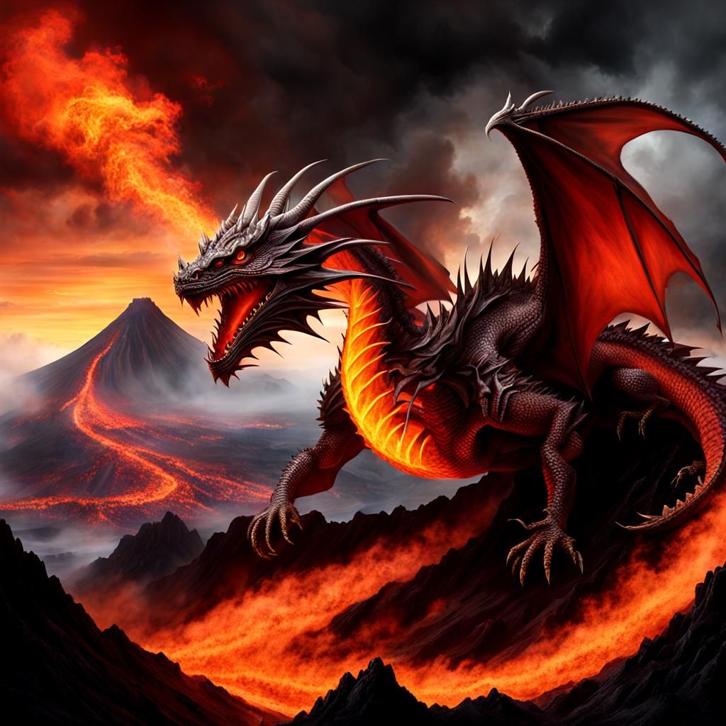 Fire Dragon Emerges: a Tim Burton-esque Volcano