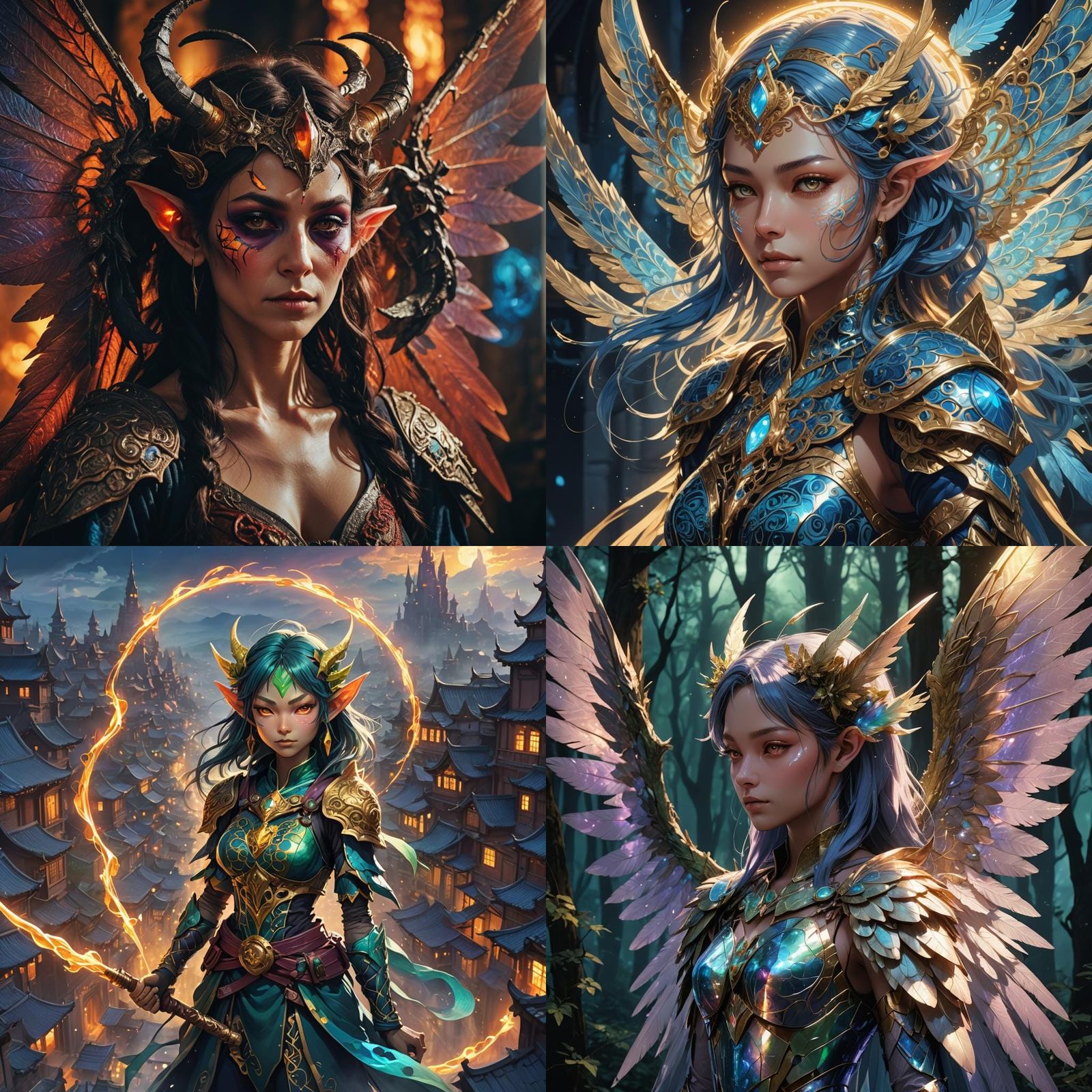 Anime Goblin Seraphim Woman in Cel-Shaded Style