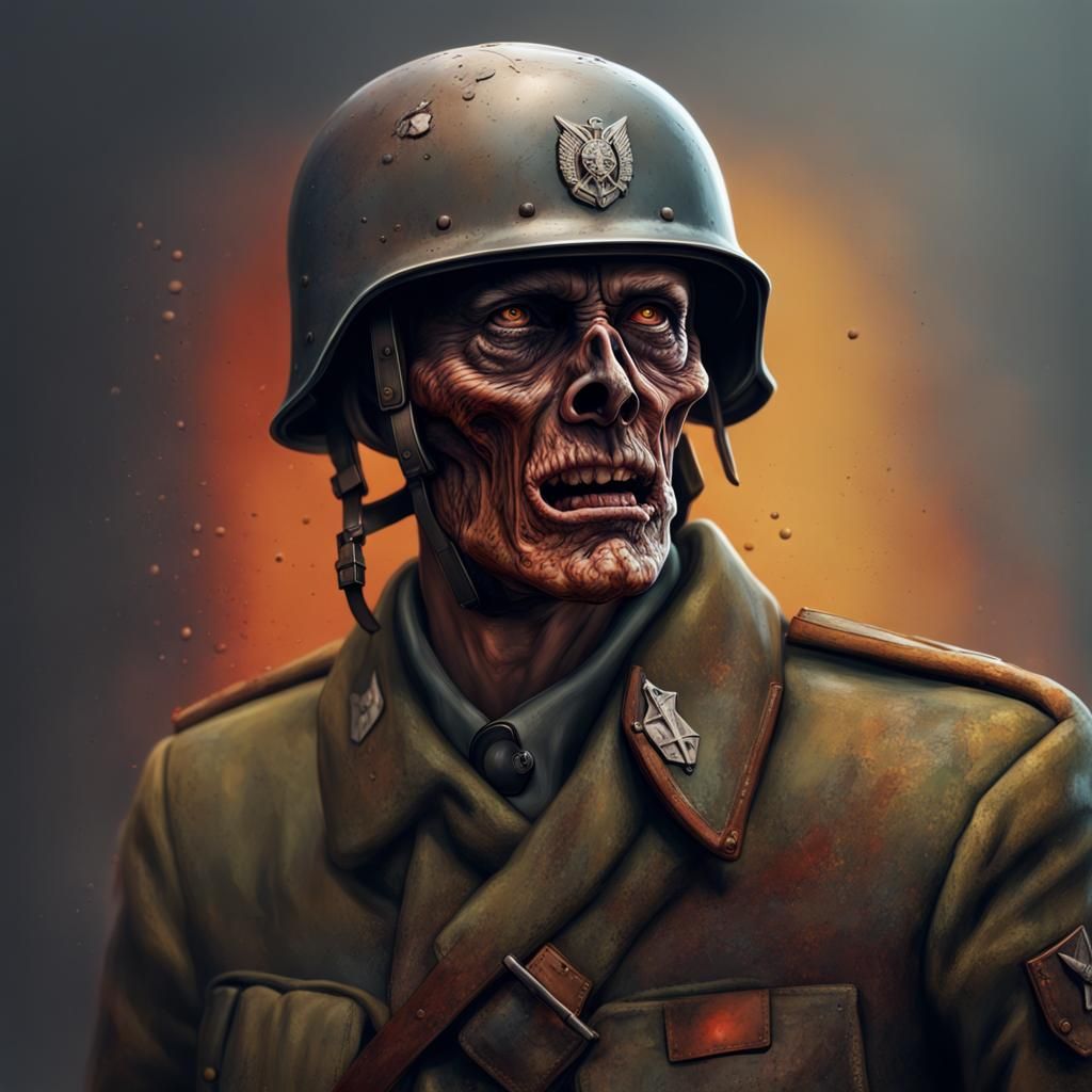 Undead WWII German Soldier in Hyperrealistic Style