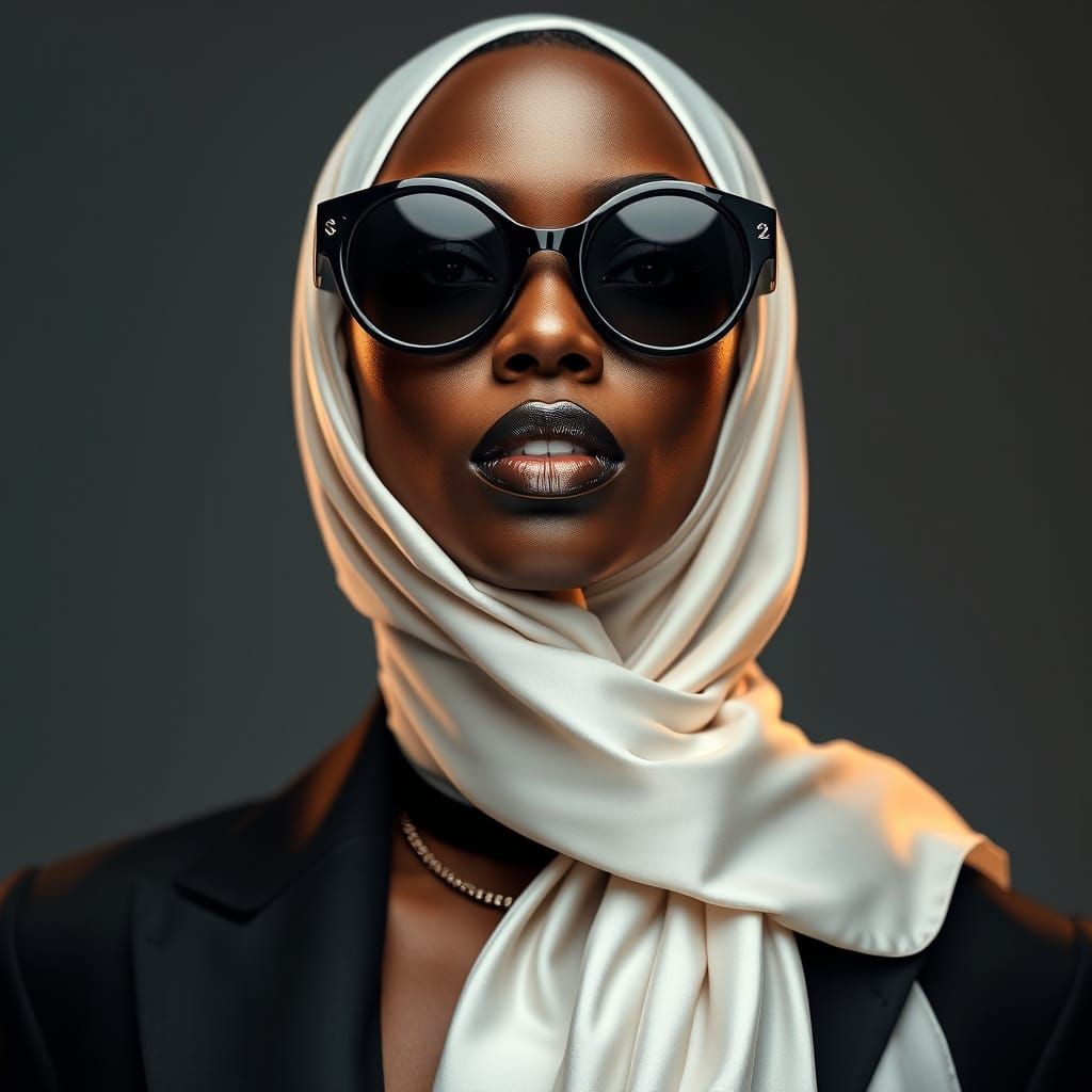 Elegant Black Model in High-End Couture Headshot