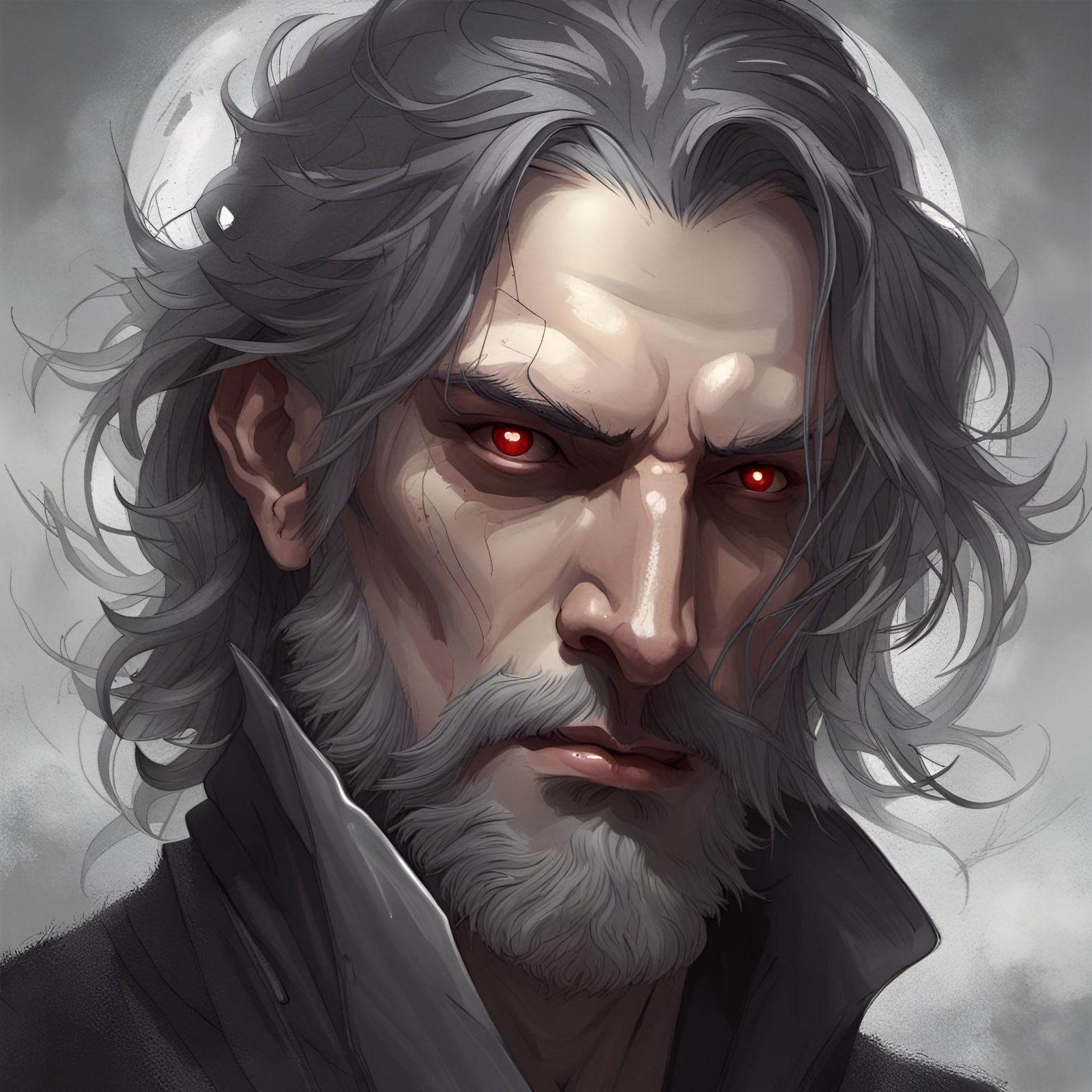 Creepy Vampire Portrait in Hyperdetailed Digital Art