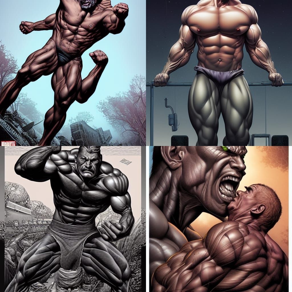 Hypermuscular Giant in Comic Book Style