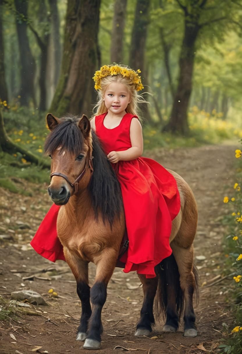 A beautiful  brown mongolian shetland pony with flowing mane...