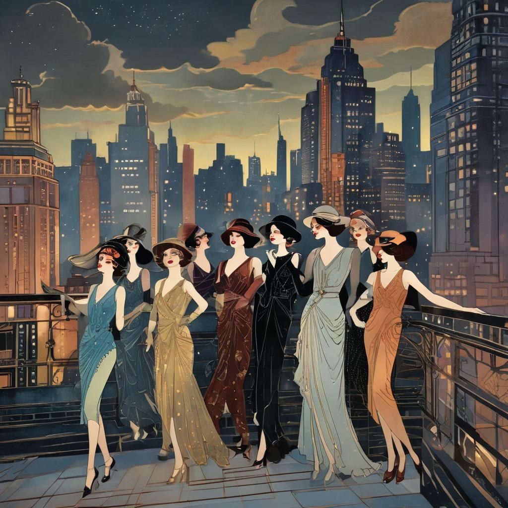 Art Deco Illustration: Andre Rewerdy's Rooftop Pull