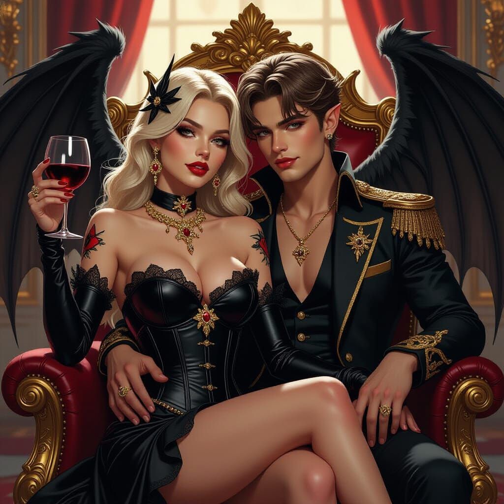 Demon King's Jewel-Adorned Queen: A Lavish Portrait