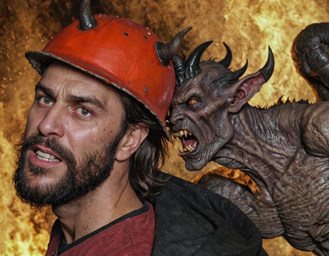 Demon whispering in ear of man Ultra realistic, hyper realis...