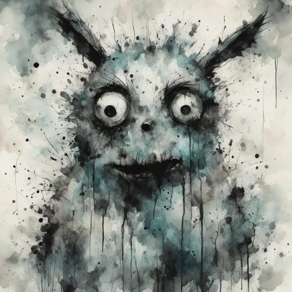 Goofy Googly-Eyed Creature in Charcoal and Ink Style