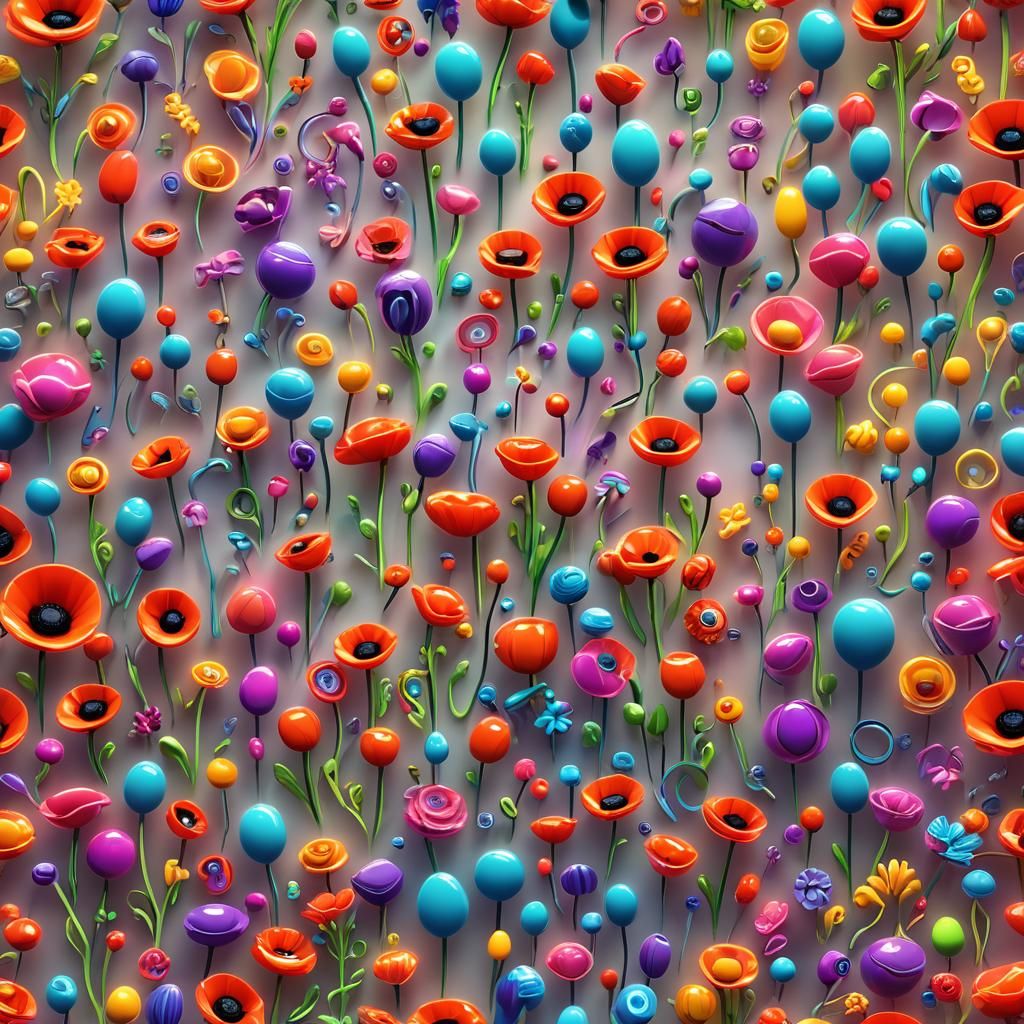 Whimsical 3D Cartoon Gask'art with Neon Accents