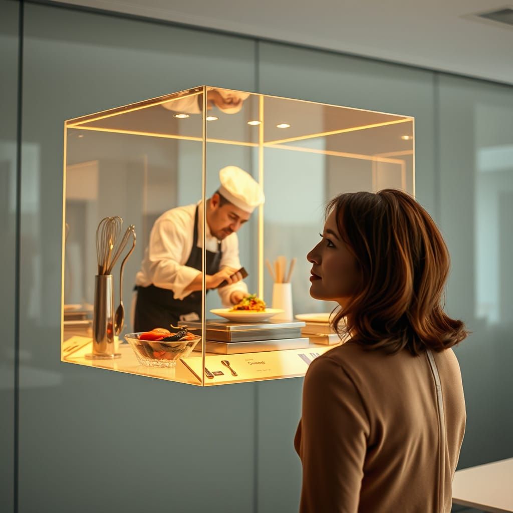 Sleek Chef Prepares Exquisite Dish in Modern Environment
