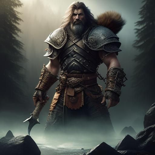 Barbarian Portrait in a Fantasy Oil Painting Style