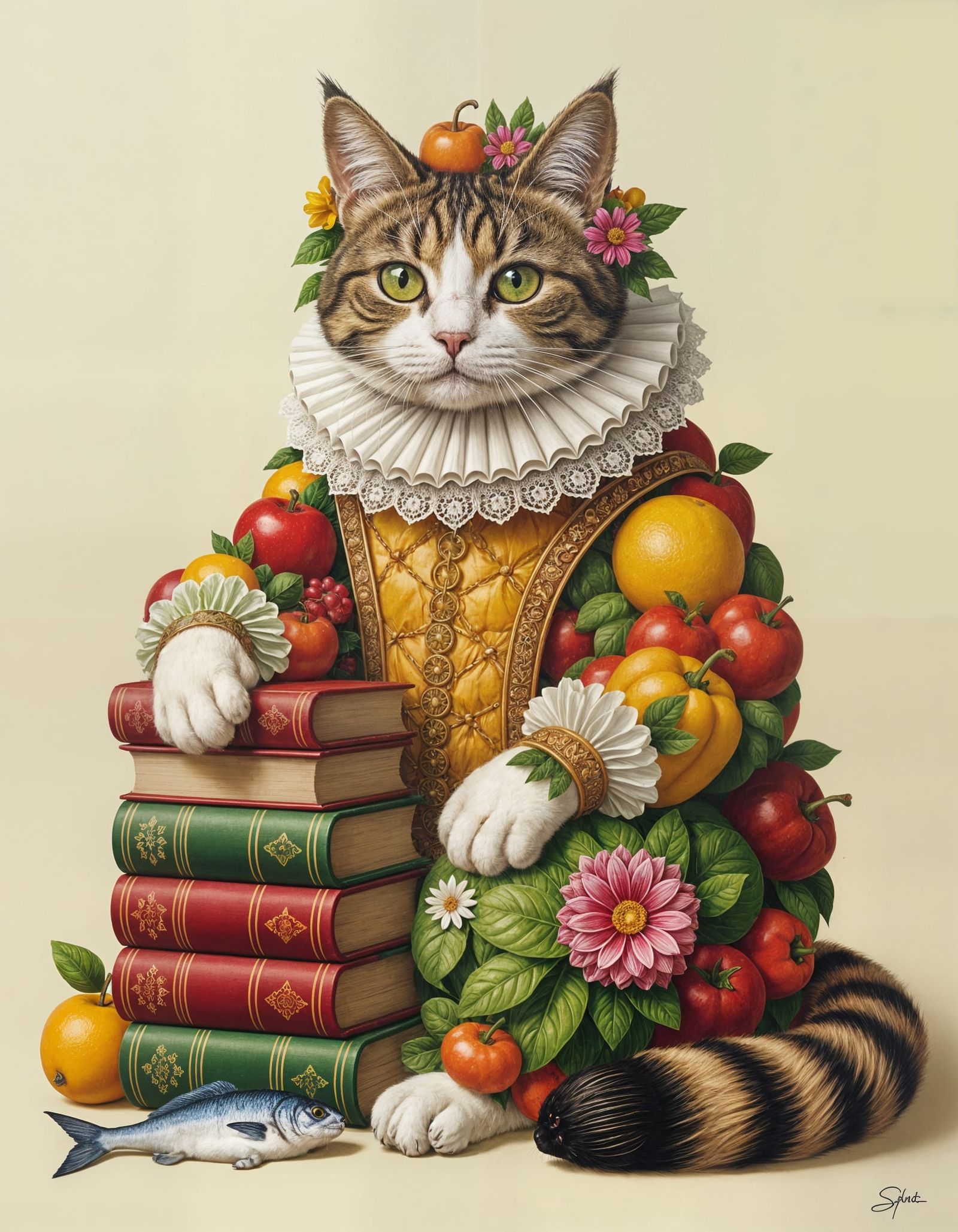 Whimsical Cat Portrait Inspired by Renaissance Art