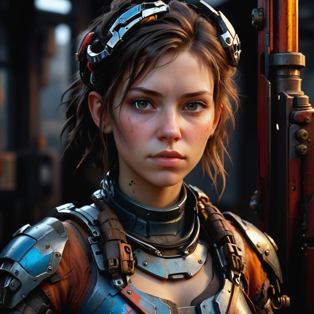 A Pretty Female Mechanic in a Post-Apocalyptic World, in a G...