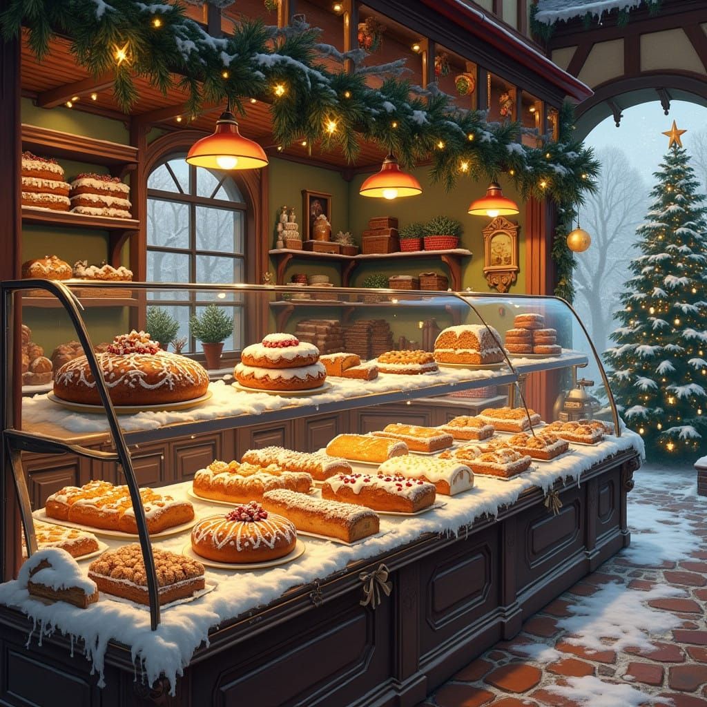Cozy 19th-Century European Bakery in Winter Wonderland Style