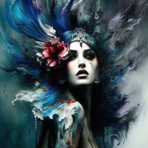 Ethereal Shadow Angel in Dramatic Dark Art Style