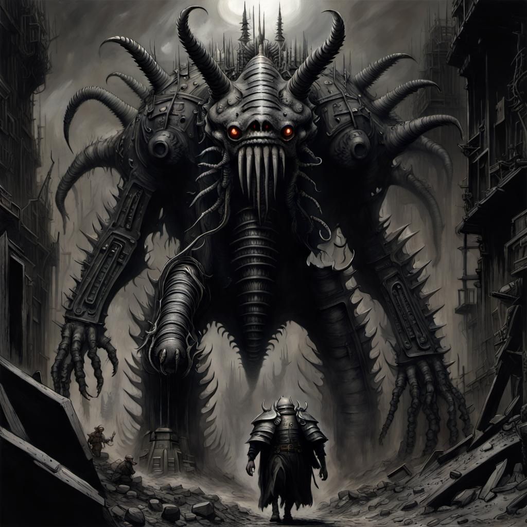 Mechanical War Monster in a Gustave Doré Style