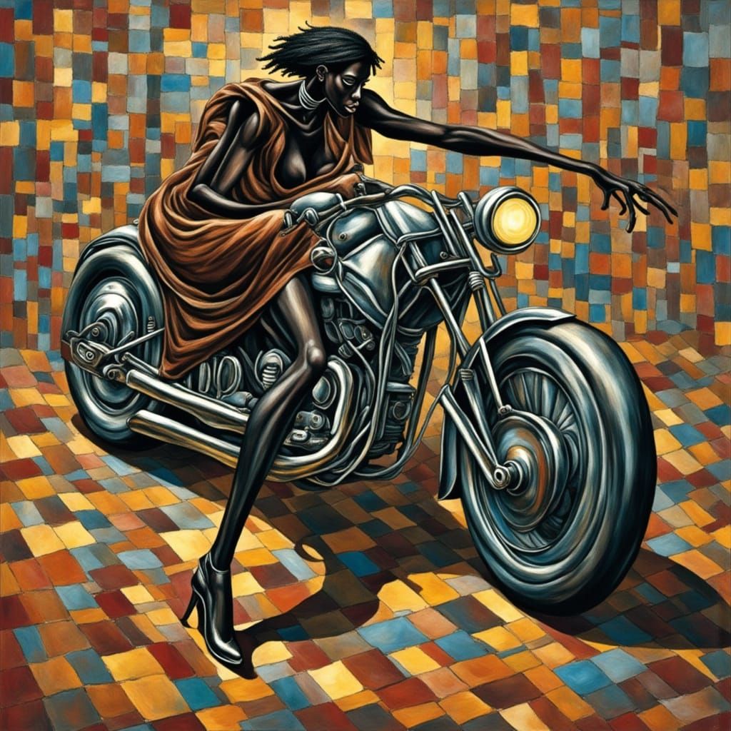Futurist Motorcycle in Boccioni Style