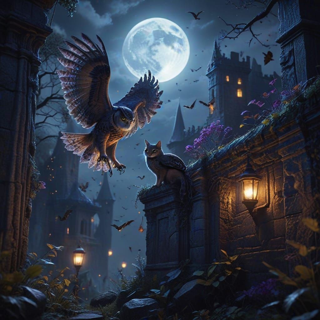 Moonlit Dance of Nocturnal Creatures