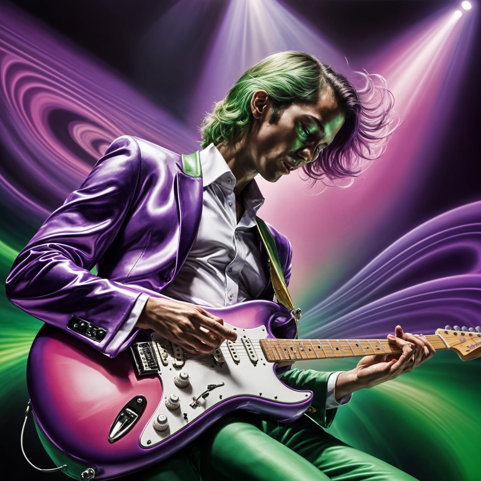 Psychedelic Guitarist in Swirling Ballroom Lightshow