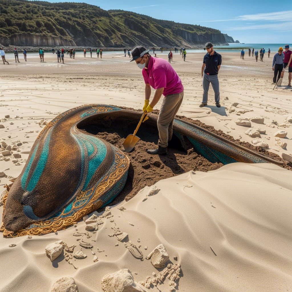 Archeologist Unearths Whale Bones on a Vibrant Beach