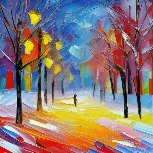Impressionistic Snow Day in Oil Paint