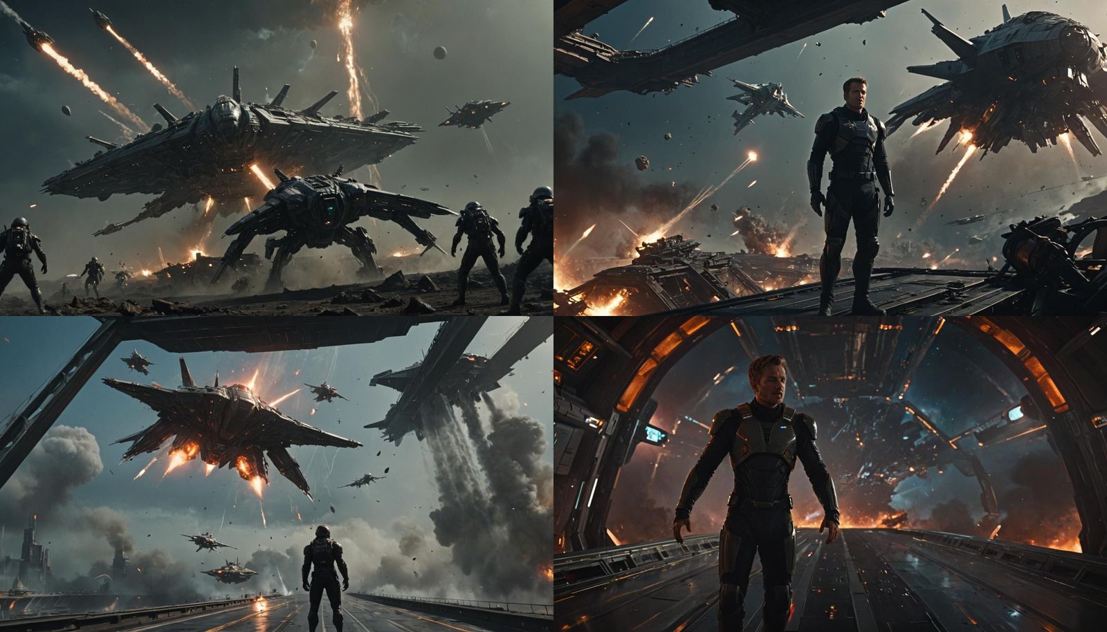 Futuristic Space Battle in 2073: Human Starship Ambush