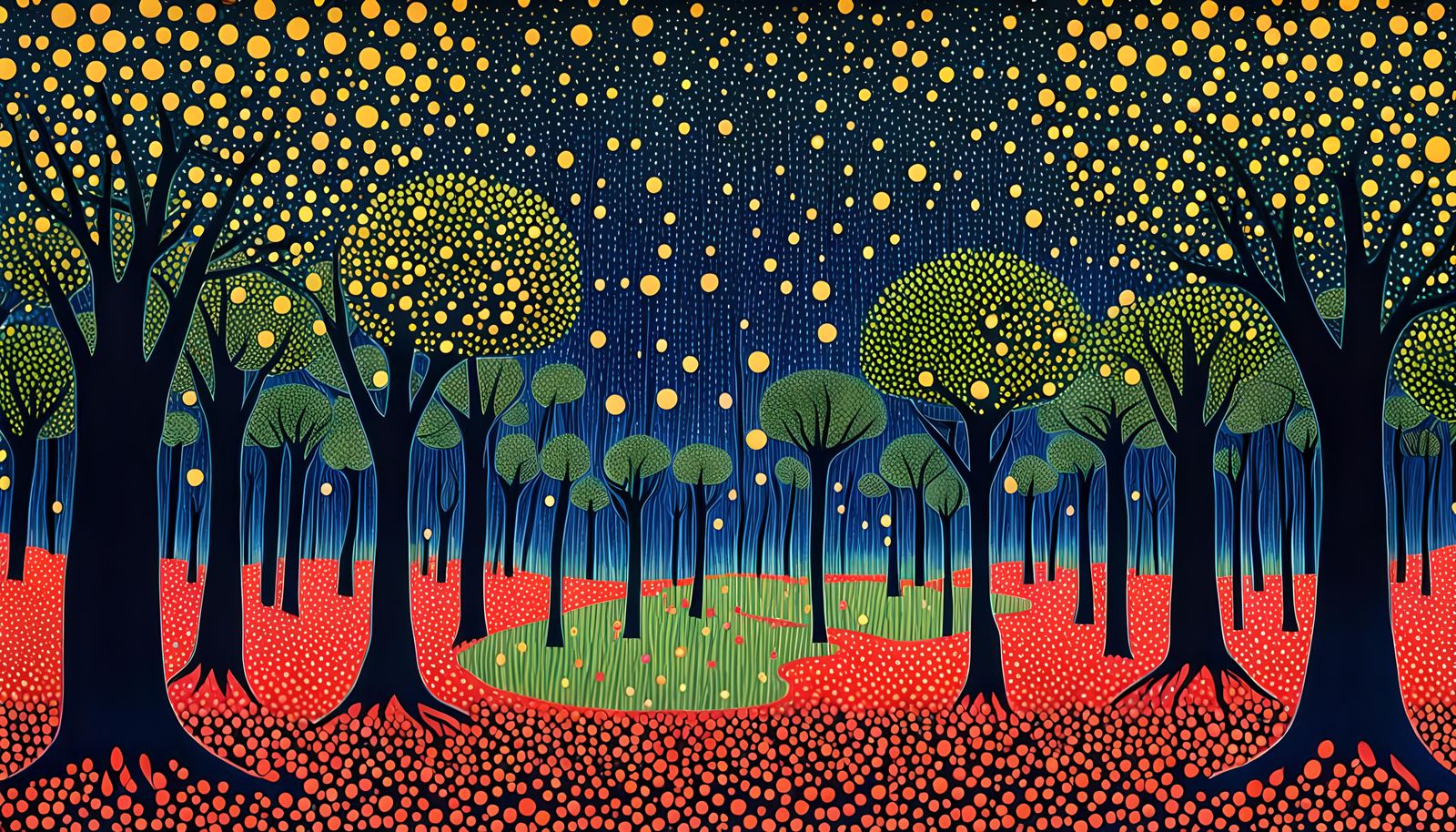 Enchanted Forest Art Inspired by Kusama