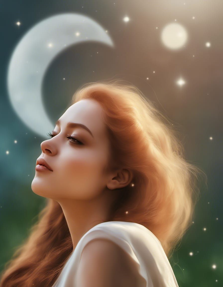 Ethereal Woman Under Solar Eclipse in Sci-Fi Graffiti Art