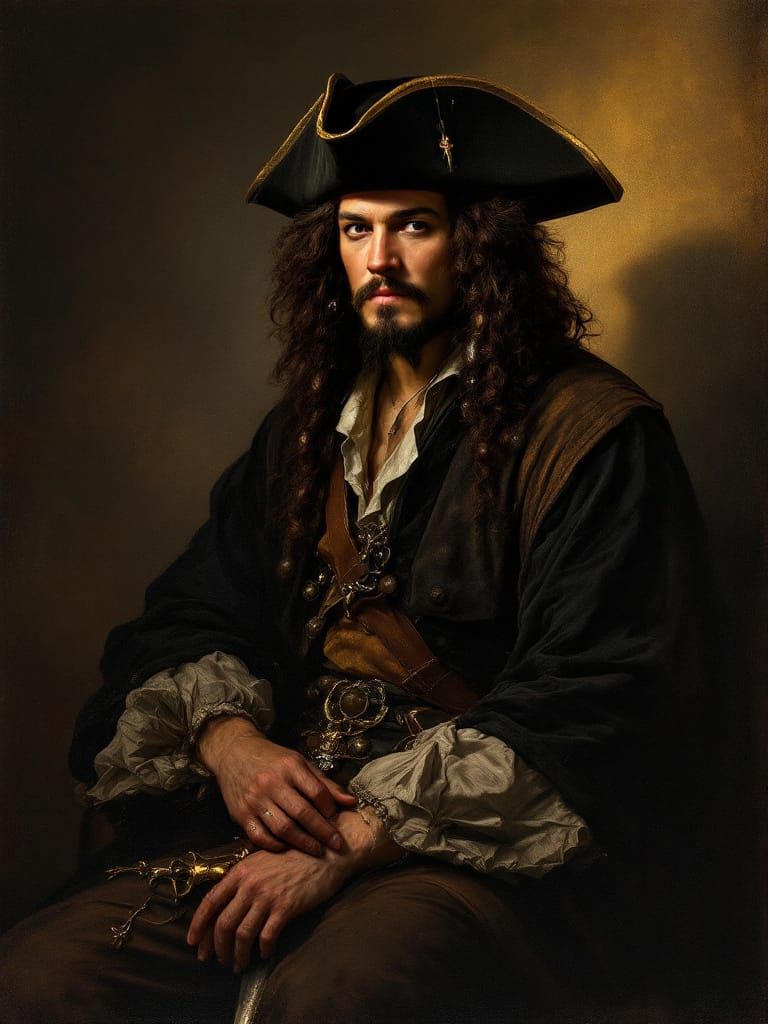 Blackbeard Portrait in Renaissance Style