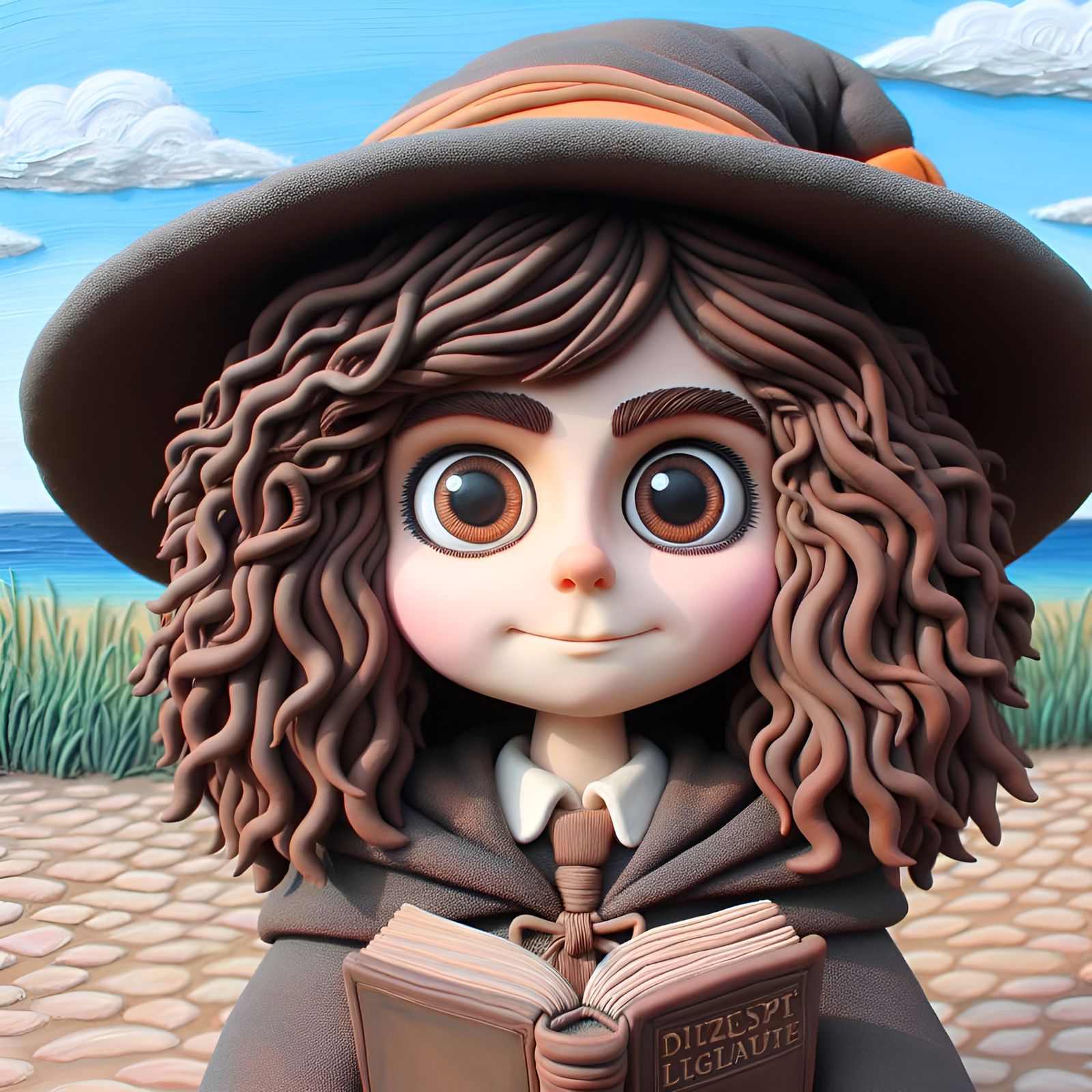 Claymation Wizard Girl in Oil Painting Style