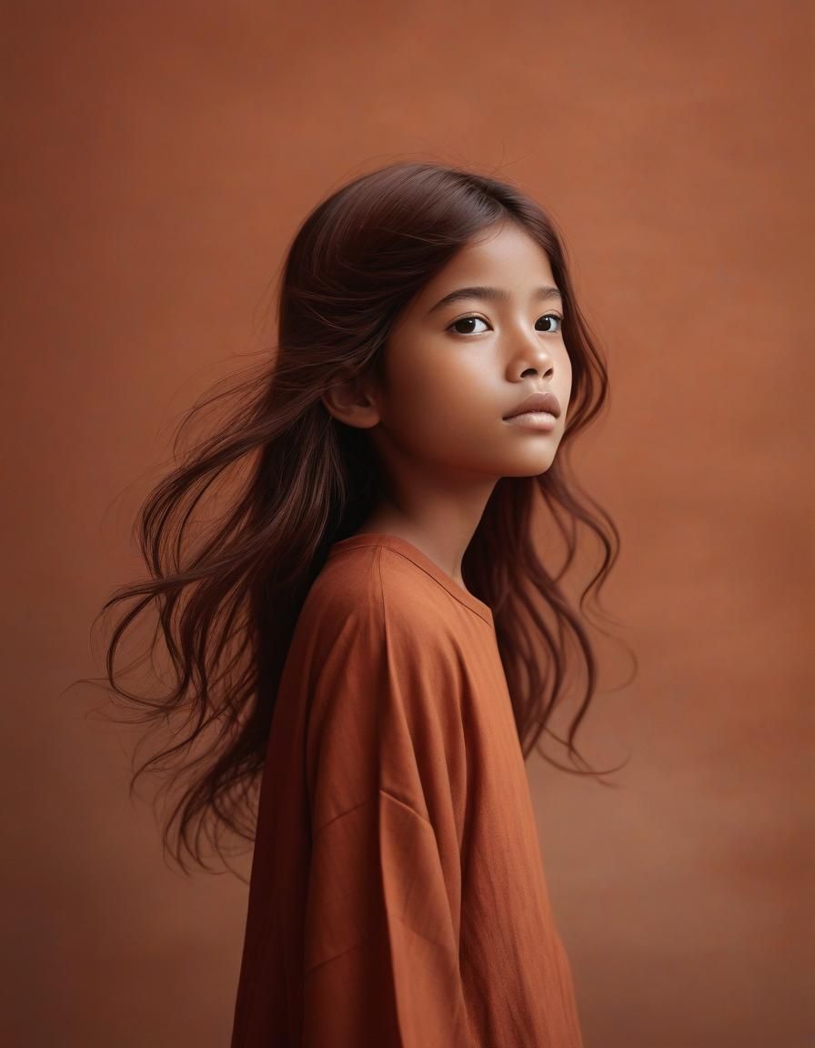 Ethereal Terracotta Girl: Minimalist Digital Art