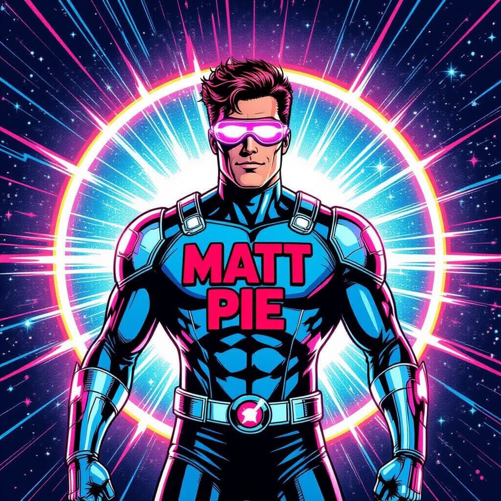 80s Retro Sci-Fi Space Hero with Cosmic Aura