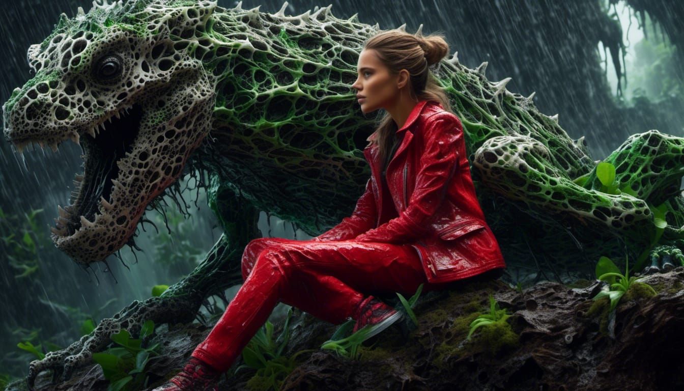 Jessica Alba Rides a Gecko in a Rainforest