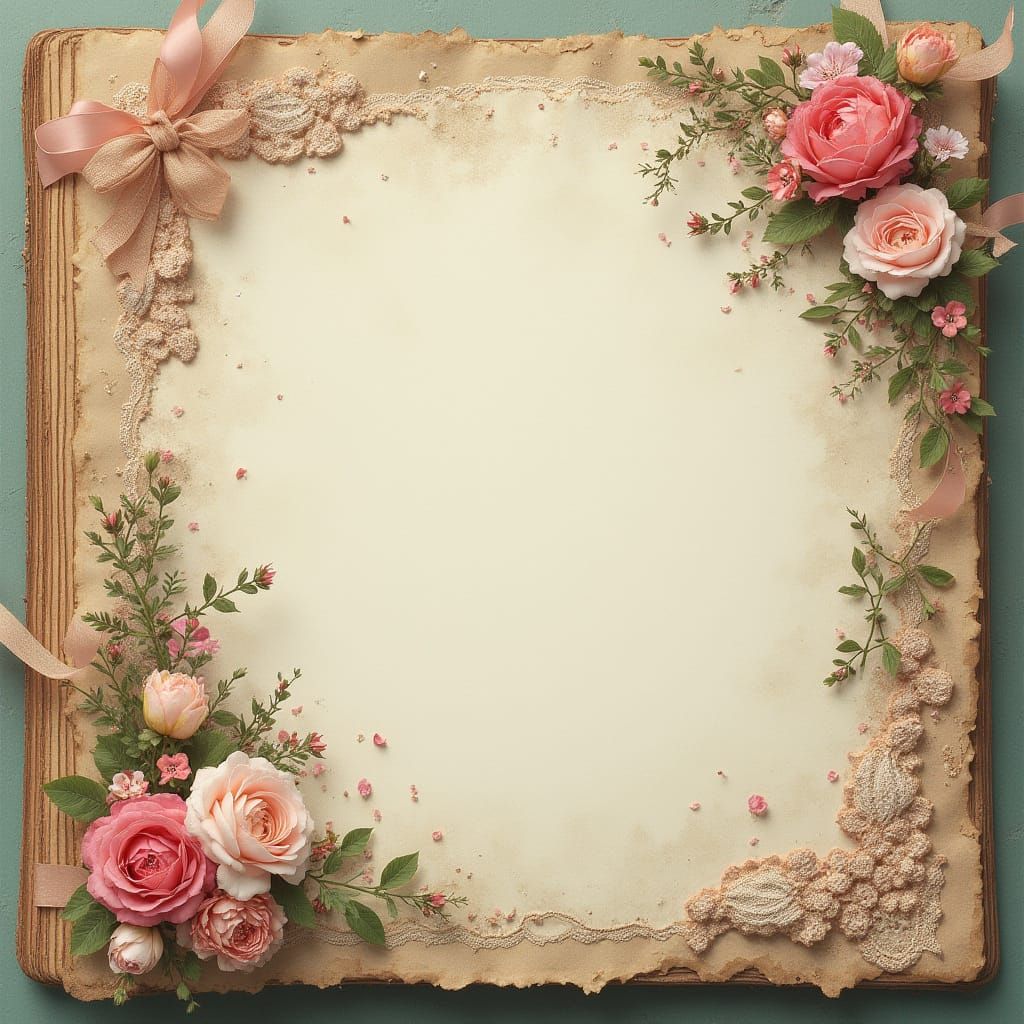 Shabby Chic Fantasy Journal Page with Distressed Textures an...