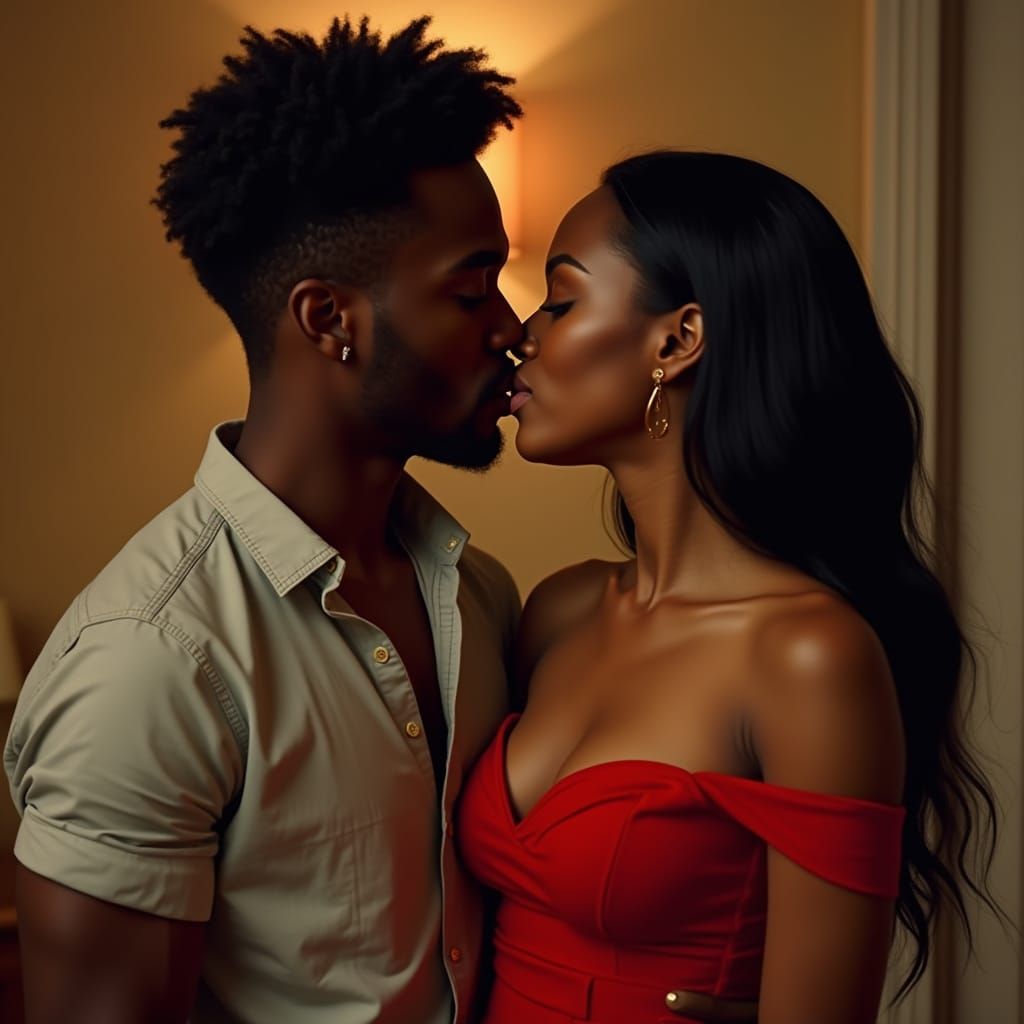 Romantic Kiss in the Style of Kehinde Wiley