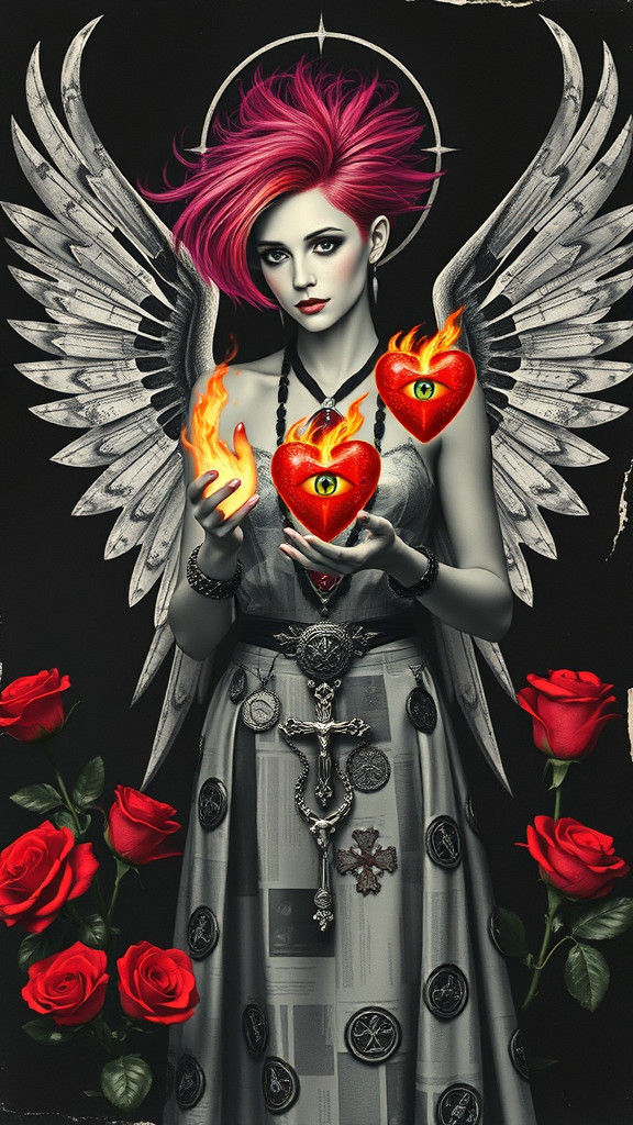 Punk Faith Serpent Offers Fruit in Dada Photogram