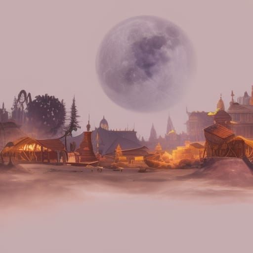 Surreal Moon Bread: A Hyperdetailed Matte Painting