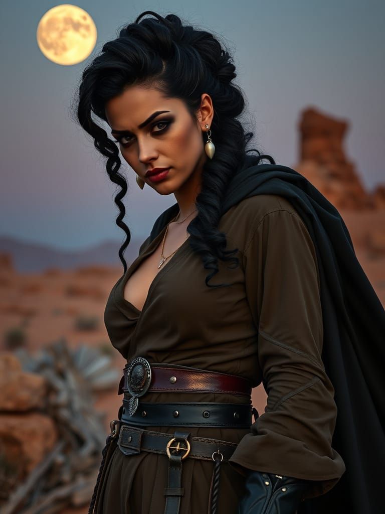 Portrait of a Lithe Amazigh-Arab Woman with Dark Features