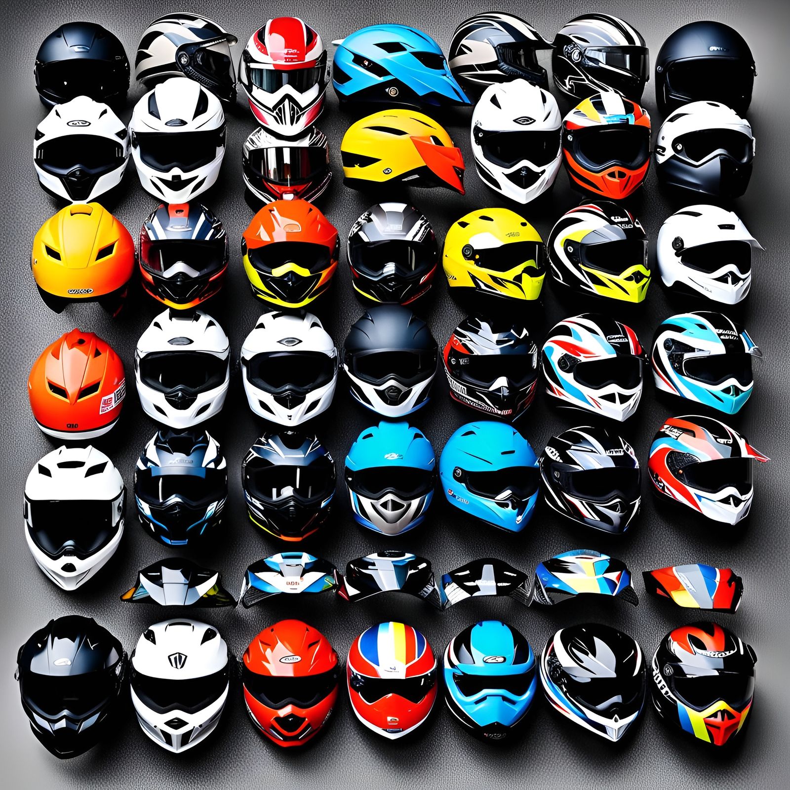 Sport Bike Helmets (knolling photography)