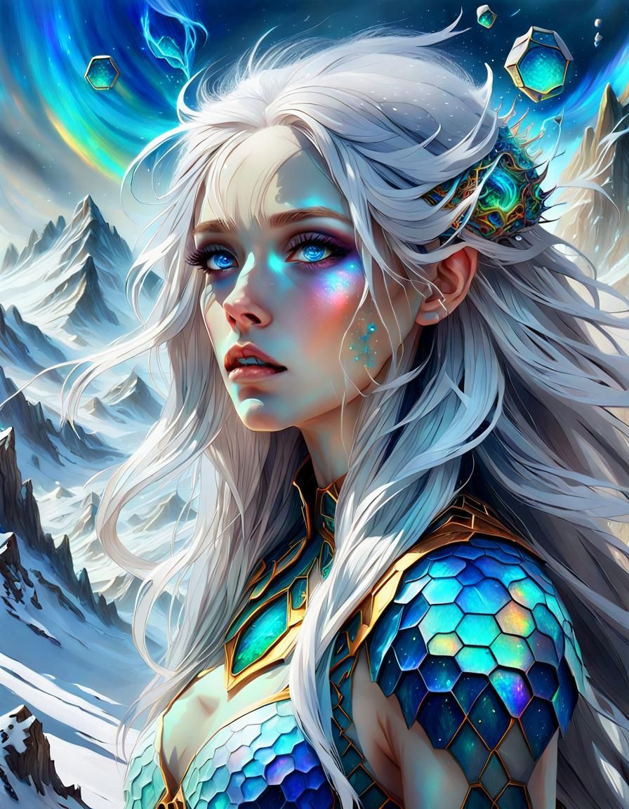 Frightened Elf Girl in a Surreal Landscape