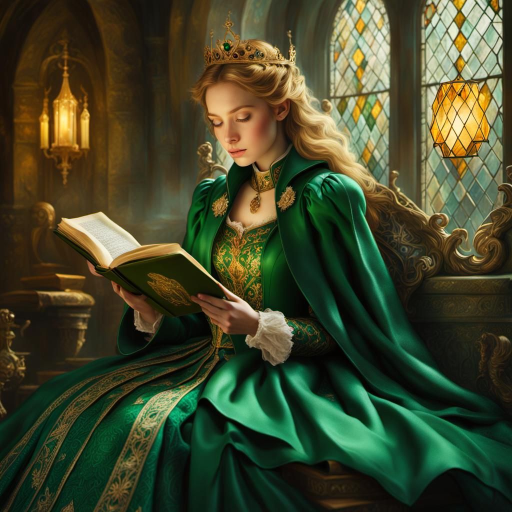 Girl Reading Fairy Tale in Matte Painting Style
