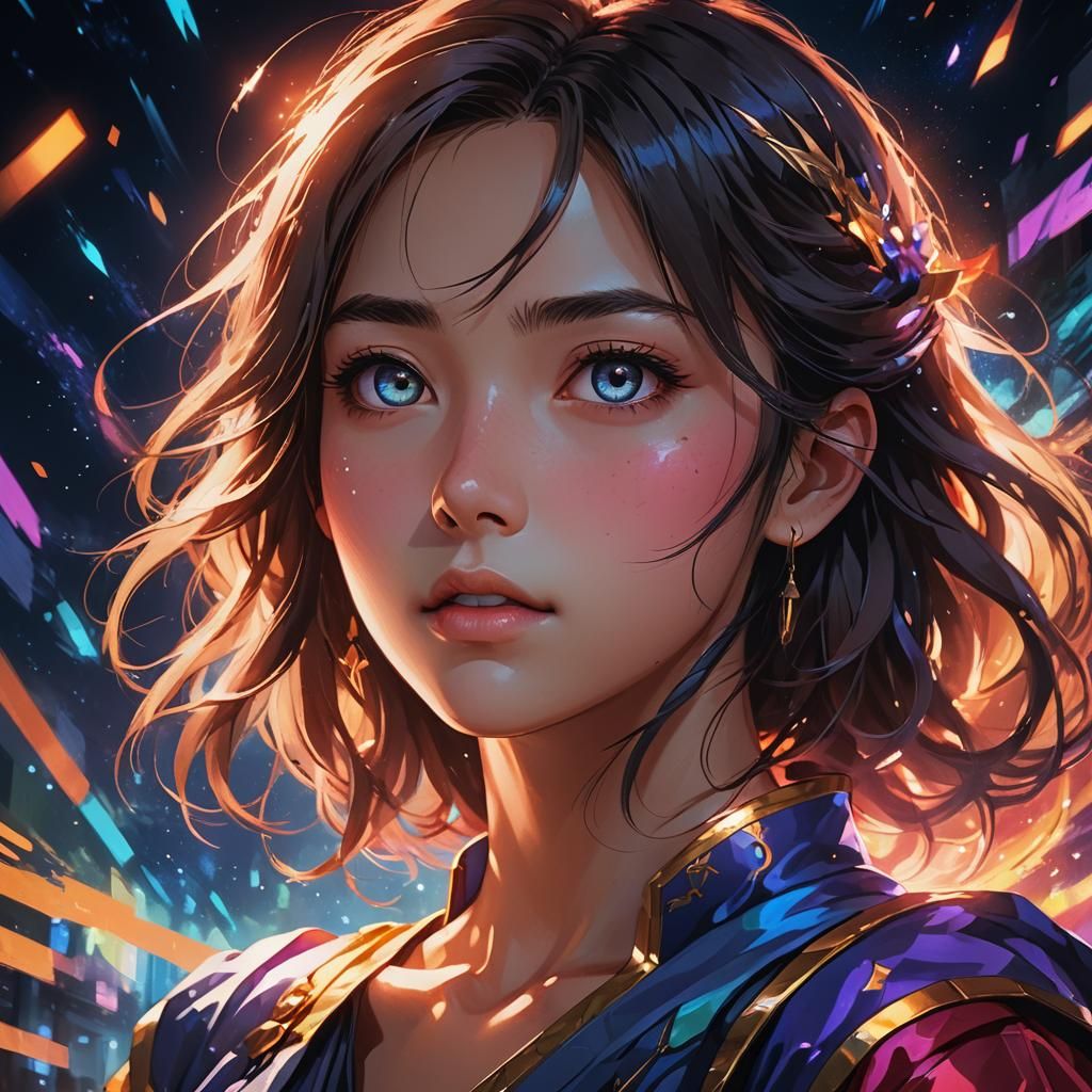 Mesmerizing Anime Portrait of a Gleaming-Eyed Woman