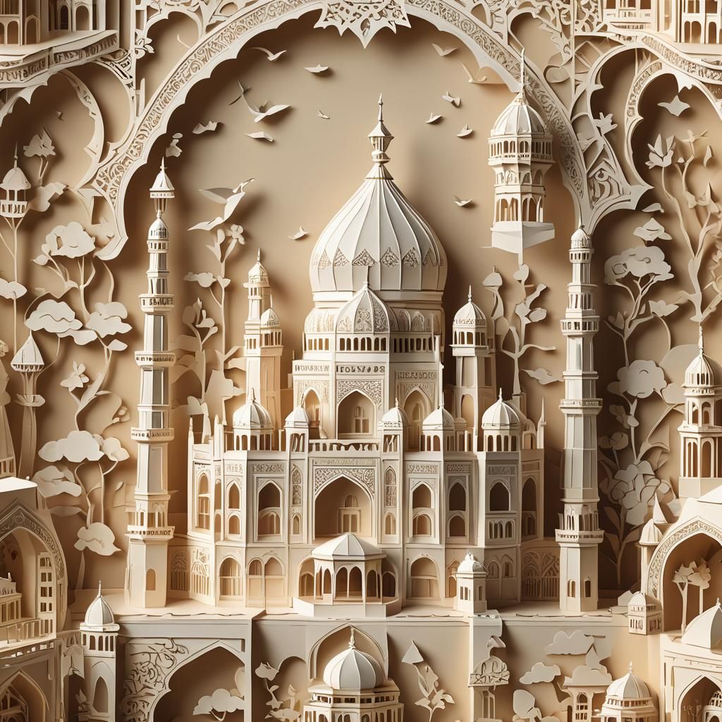Kirigami Taj Mahal Paper Sculpture