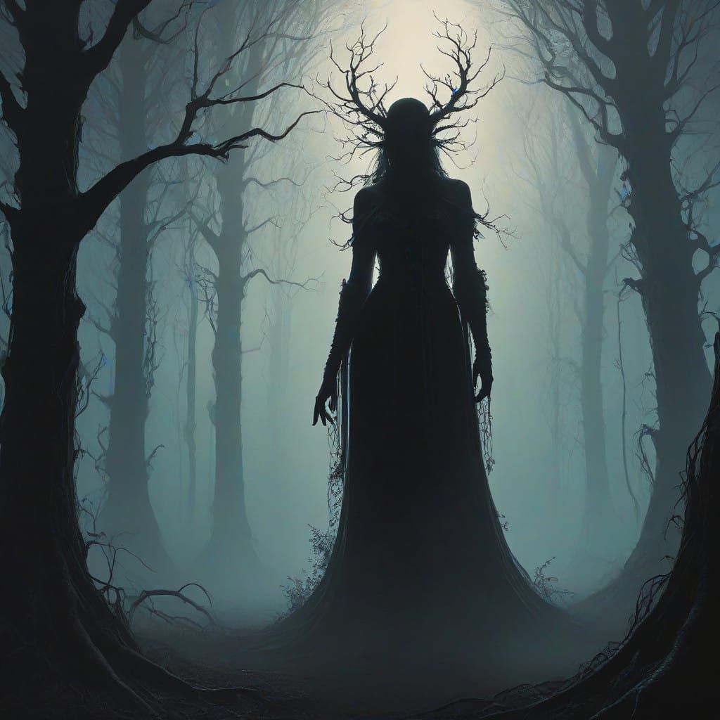 Eldritch Forest Shadows in Horror Style