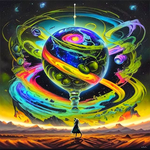 Cosmic Olives in Vibrant Holographic Nebulae