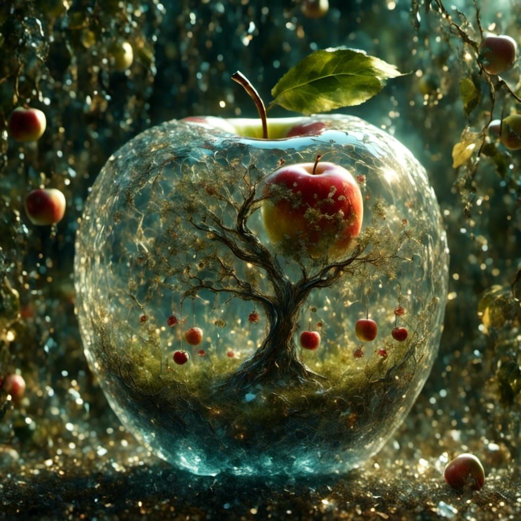 Garden of Eden Inside Cracked Glass Apple
