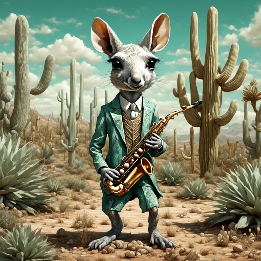 Aardvark Saxophonist in 1920s Surrealist Style