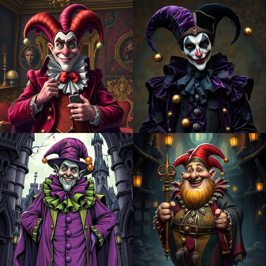 A Royal Uncle Fester Jester in a Whimsical Art Style