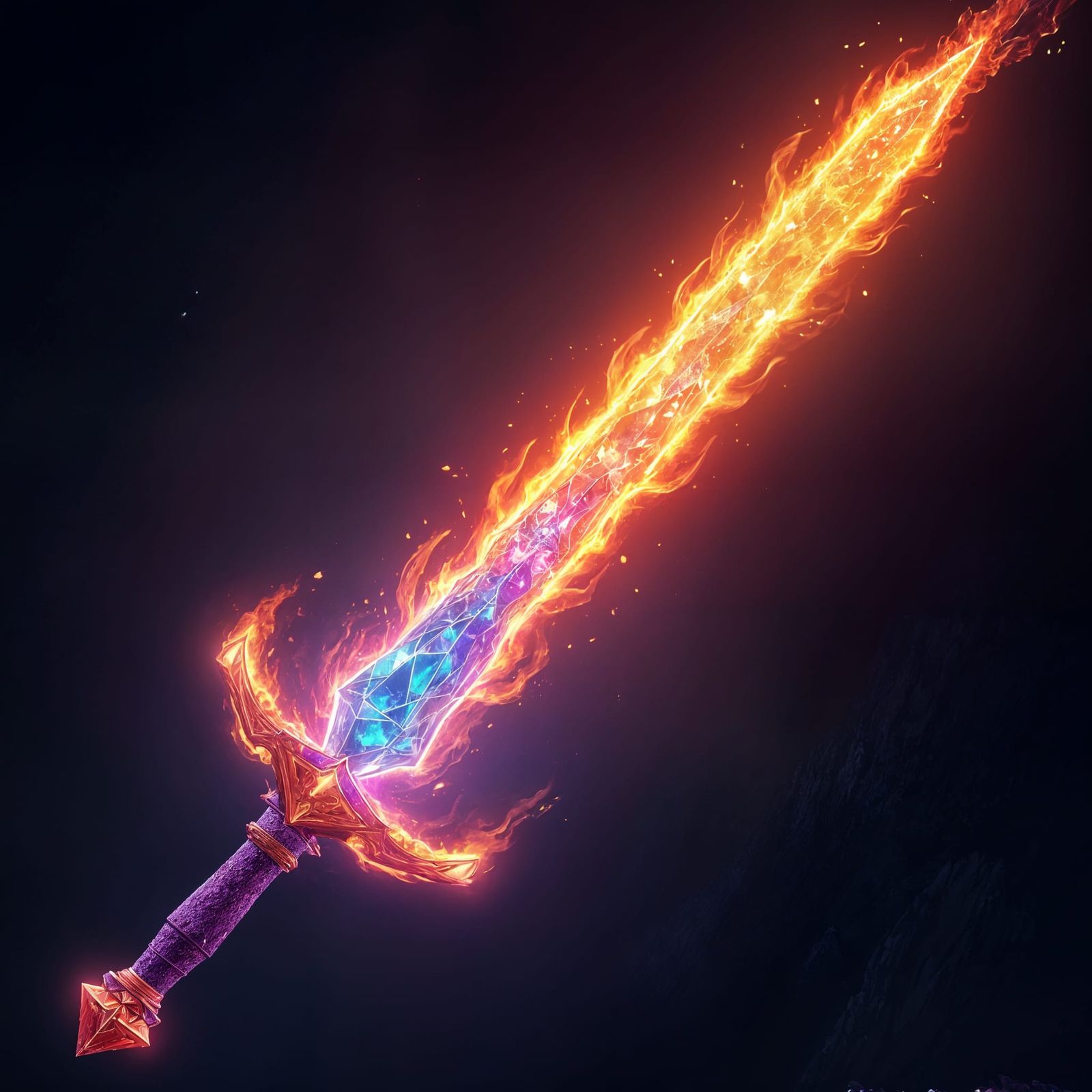 Sword of Vibrant Gemstones in Intense Contrast